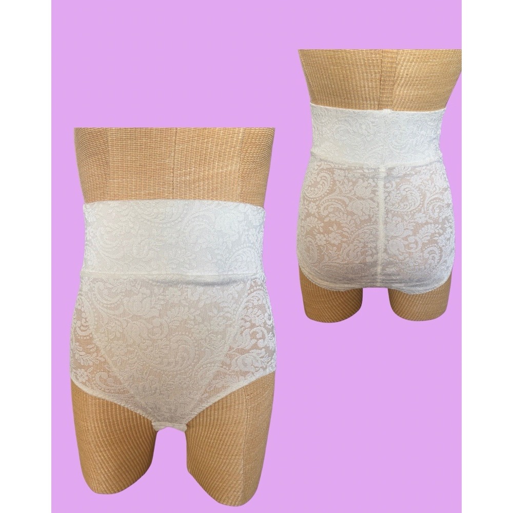 VTG 90s Warner's Panty With Boning - Girdle Brief Shapewear White Lace Size LG